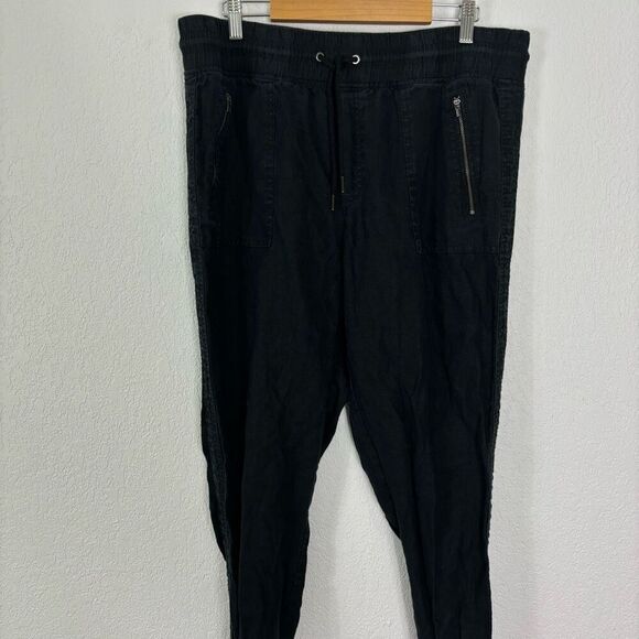 Athleta Black Cabo Linen Jogger Pants with Zipper Pockets - Picture 3 of 6
